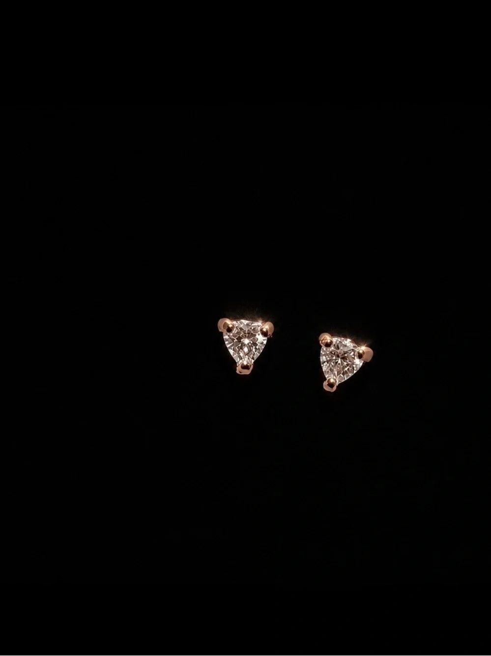 Delicate Rose Gold Triangle Cubic Zirconia Stud Earrings - Women Jewelry